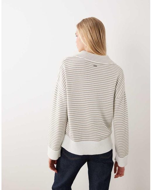 Barbour Natural Aylesby Knitted Collared Striped Jumper