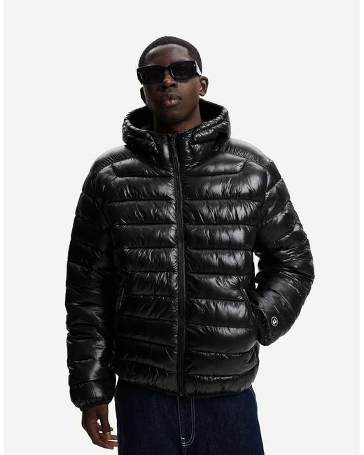 Bershka Black Lightweight Puffer Jacket for men