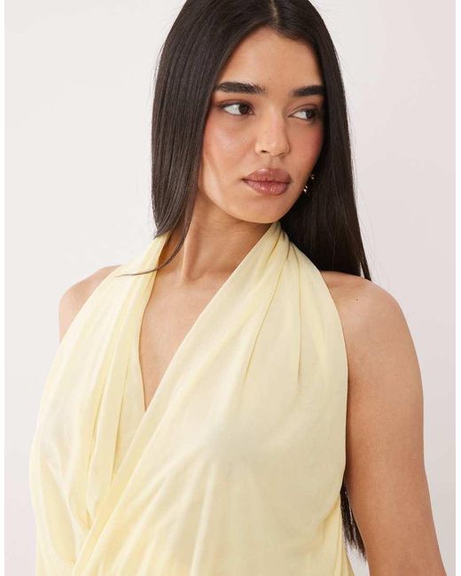 ASOS Natural Stretch Chiffon Halter Draped Top