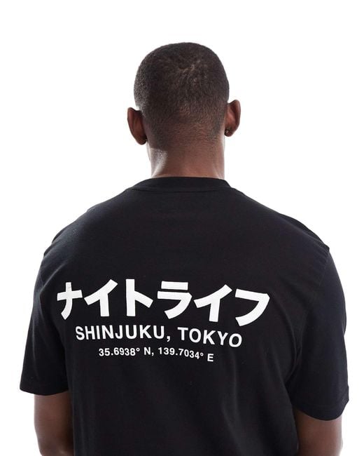 River Island Black Shinjuku Regular Fit T-Shirt for men