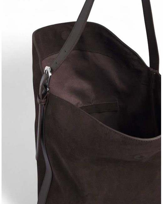 NA-KD Black Suede Overlap Tote Bag