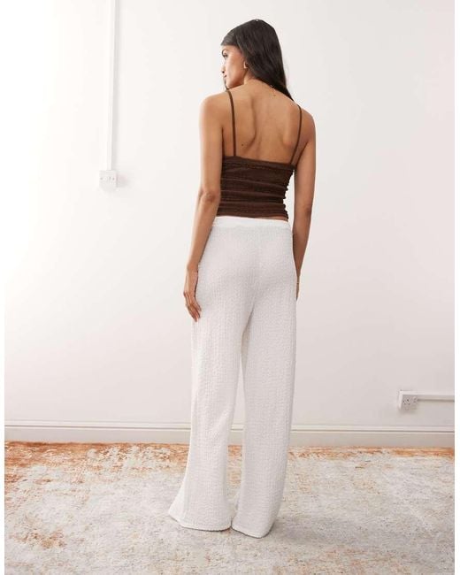 Miss Selfridge White Textured Jersey Straight Leg Trouser Co Ord