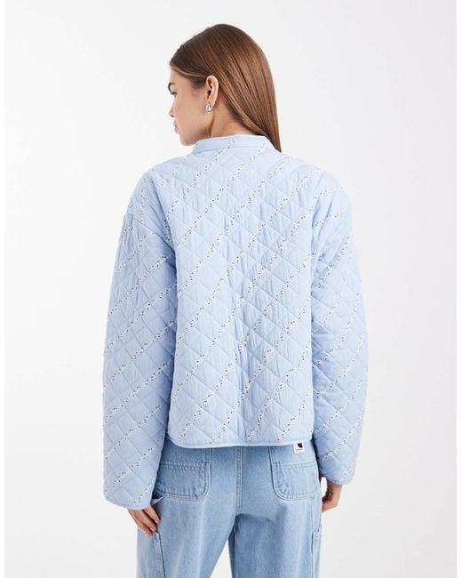 Pieces Blue Quilted Jacket