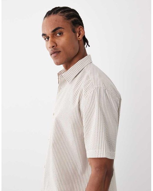 ASOS White Relaxed Seersucker Stripe Shirt for men