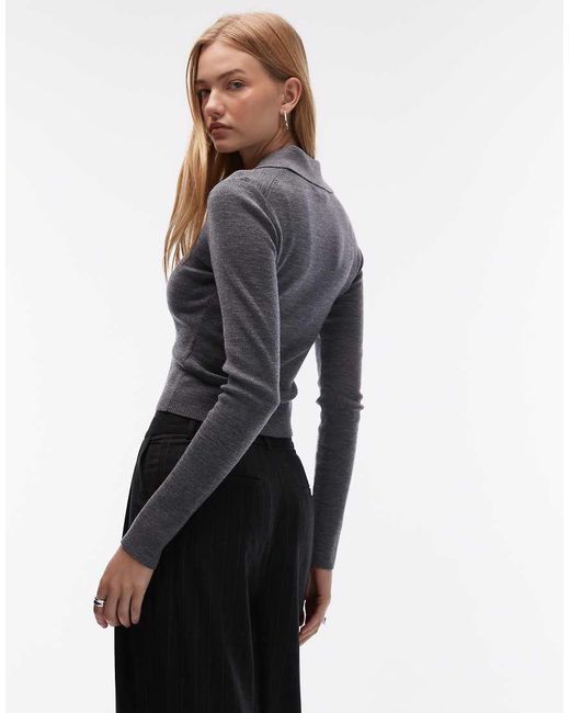 & Other Stories Blue Knitted Polo Jumper
