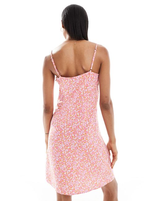 Vero Moda Pink – camisole-minikleid mit blumenmuster