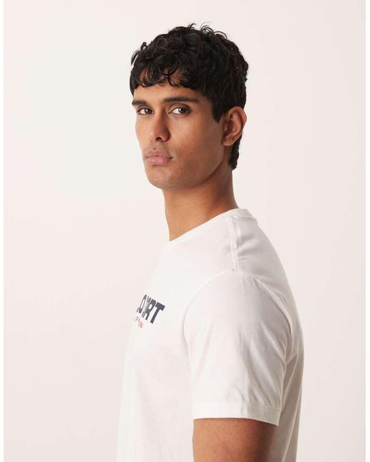 Polo Ralph Lauren White Sport Flag Logo Chest Print T-shirt Classic Fit for men