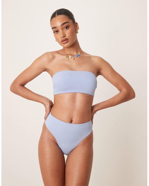 ASOS Blue Maya Mix And Match High Leg High Waist Bikini Bottom
