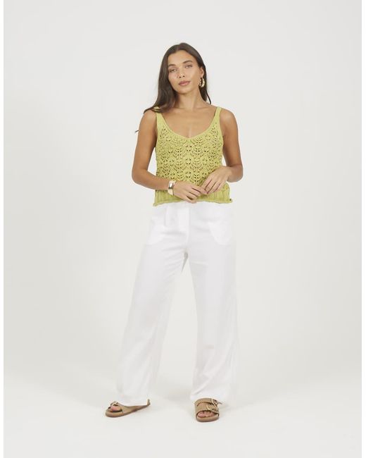 Brave Soul Green Pointelle Knitted Vest With Scalloped Trim