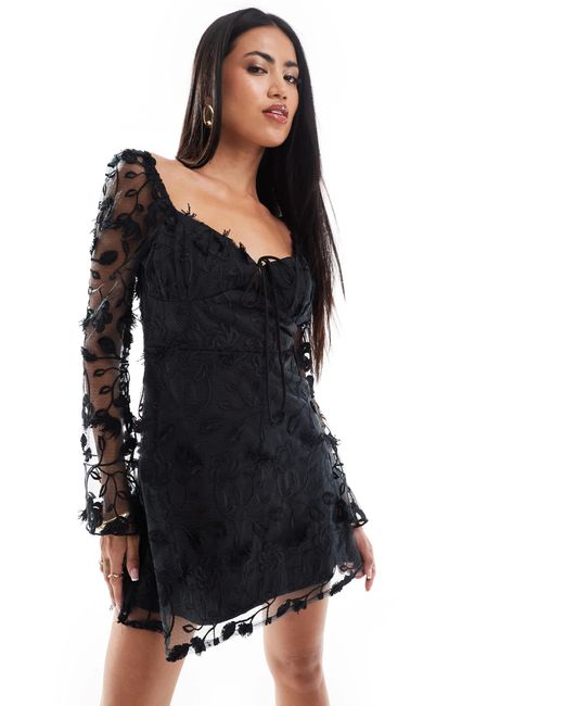 chinese dress ladies FOR LOVE & LEMONS Danielle Maxi Lace Dress in Black – Lusso Di Luna Boutique main image 1