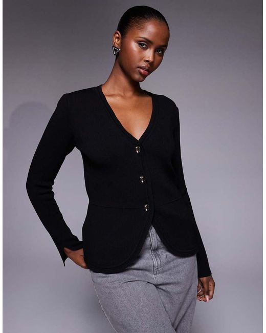 River Island Gray Curved Hem Detail Cardigan