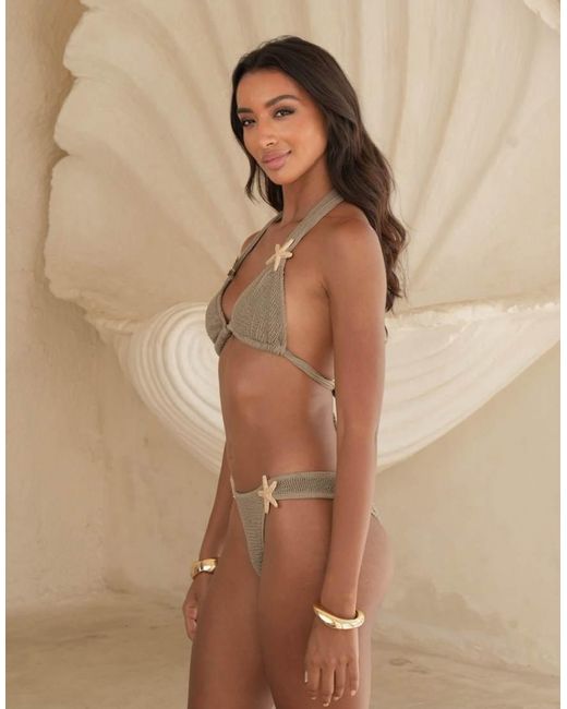 Moda Minx Brown X Alejandra Vidal Scrunch Starfish Triangle Bikini Top