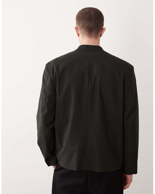 ASOS Black Double Breasted Boxy Suit Jacket for men