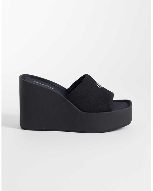Calvin Klein Blue Jeans Canvas Wedge Sandal