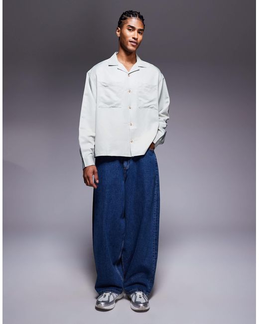 ASOS – langärmliges oversize-hemd in Gray für Herren