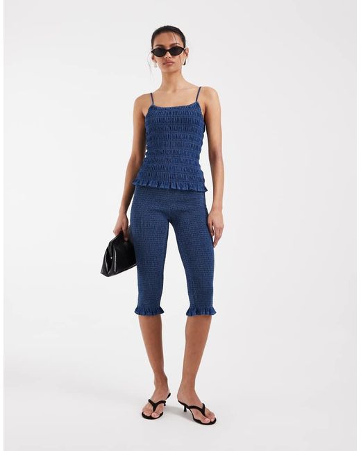 ASOS Blue Denim Shirred Cami Top Co-Ord