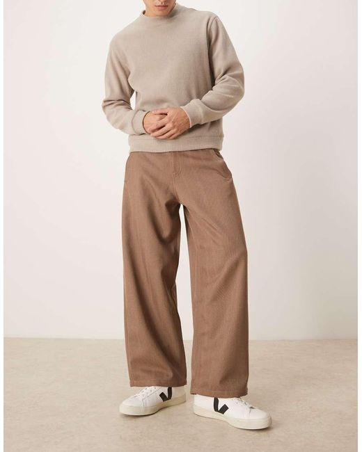 Pantalones Marrones De Pernera Barrel Con Pinzas De ASOS de hombre de color Natural