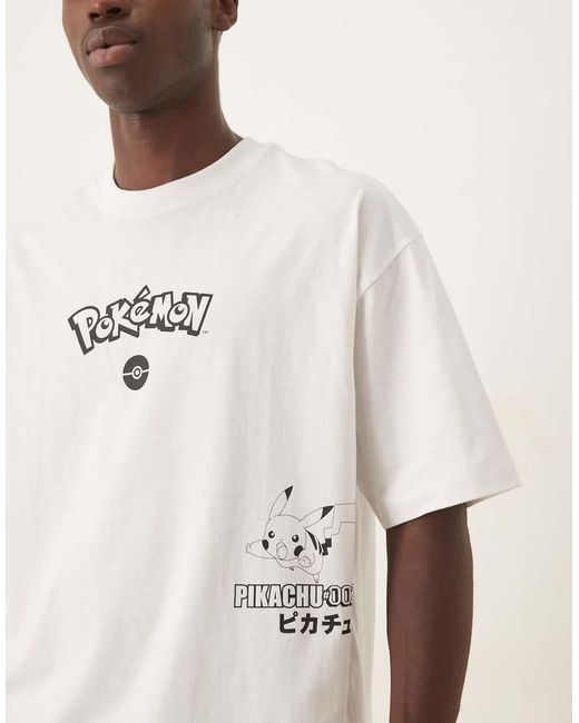 ASOS Natural Unisex Oversized T-shirt With Pokemon Prints