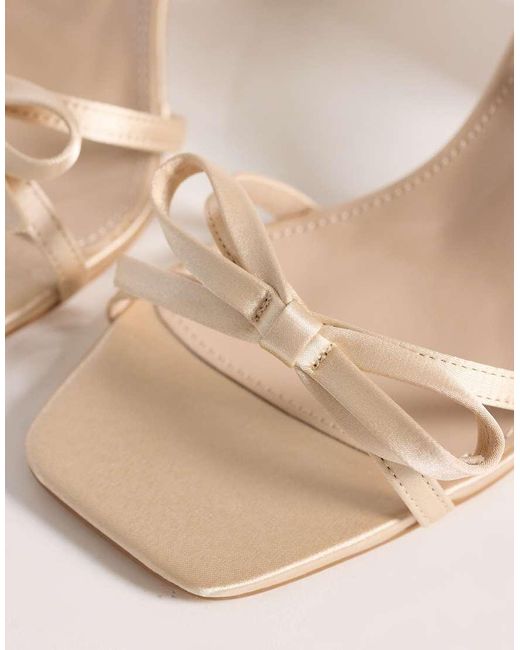 Be Mine Wide Fit Natural Be Mine Bridal Wide Fit Tamara Block Heeled Sandals With Bow