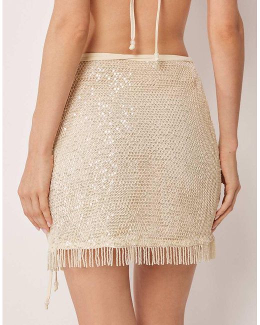 Calzedonia Natural Sequin Net Beach Skirt