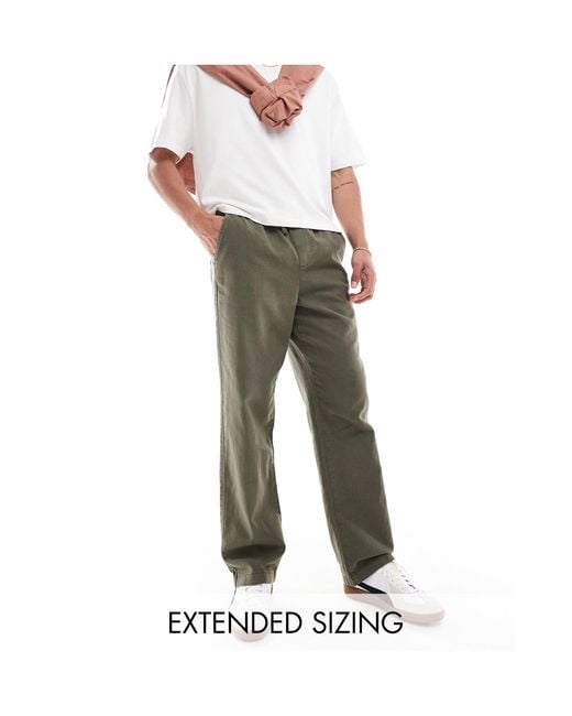 ASOS Green Relaxed Linen Pants for men