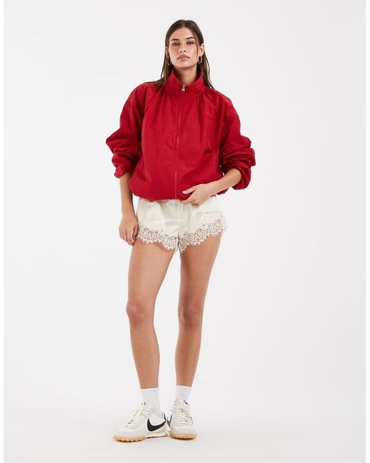 ASOS Red Oversized Bubble Hem Track Jacket