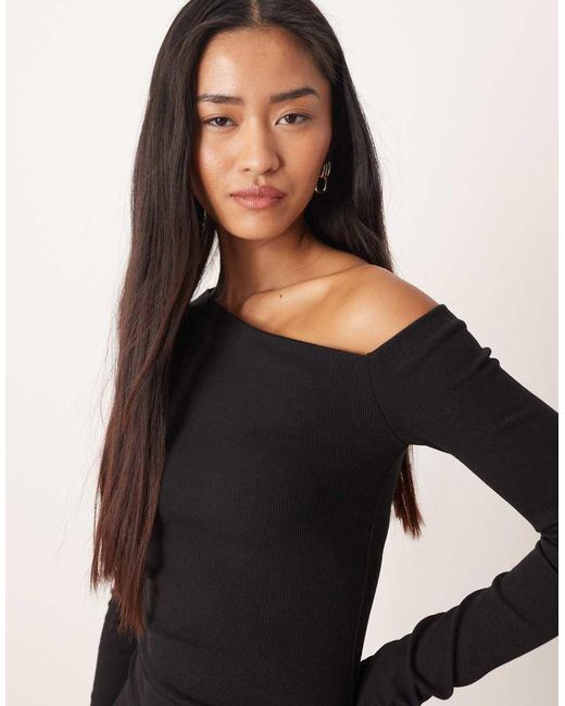 NARRATED Natural Asymmetric Long Sleeves Mini Dress