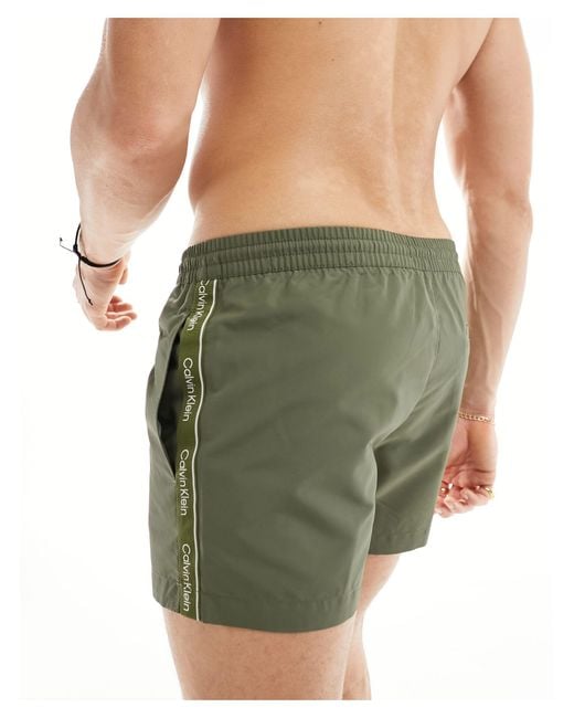 Calvin Klein Green Core Logo Tape Short Drawstring Swim Shorts for men