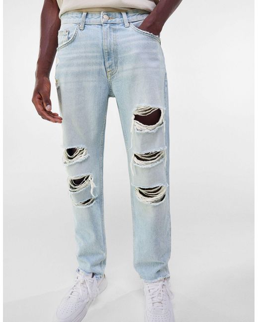 Bershka Denim – jeans mit 90er-schnitt und abnutzungen in Blau für Herren -  Sparen Sie 42% | Lyst AT