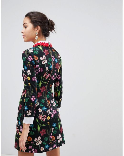 Ted Baker Tillena Skater Dress With Embellished Collar | Lyst
