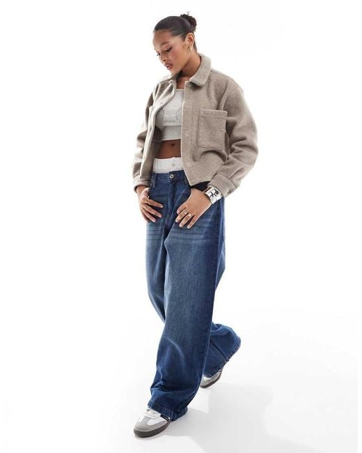 New Look Gray Cropped Knitted Shacket