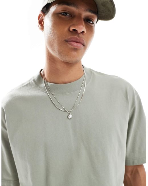 Hollister Gray Boxy Fit Cropped T-shirt for men
