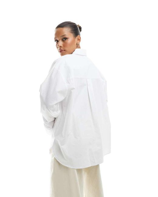 ASOS Oversized Poplin Overhemd Met Extreme Manchetten in het White