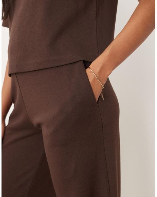 Pantalones Marrones De Pernera Recta De Punto De Mezcla De Algodón De (Parte De Un Conjunto) Mango de color Brown