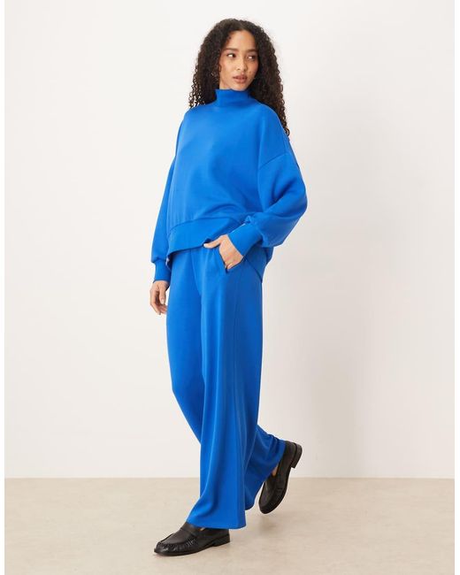 ASOS Blue Cupro Funnel Neck Sweatshirt
