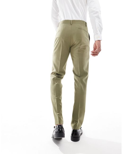 Pantaloni da abito slim salvia di ASOS in Green da Uomo