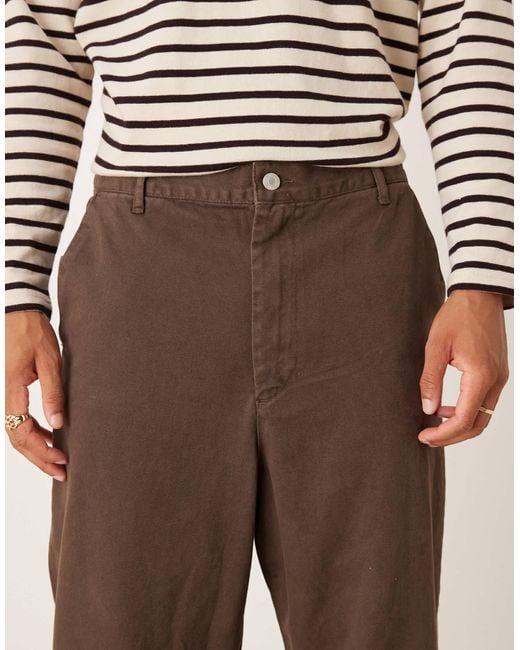 ASOS Natural Relaxed Tapered Trousers for men