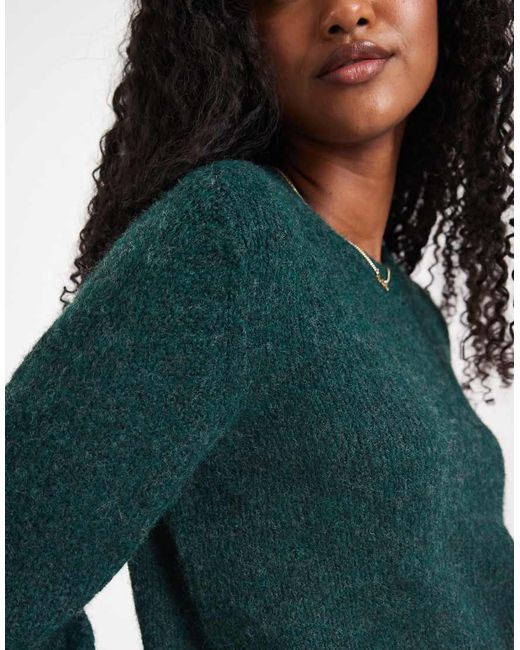 Vero Moda Green Soft Fluffy Knit O-neck Jumper