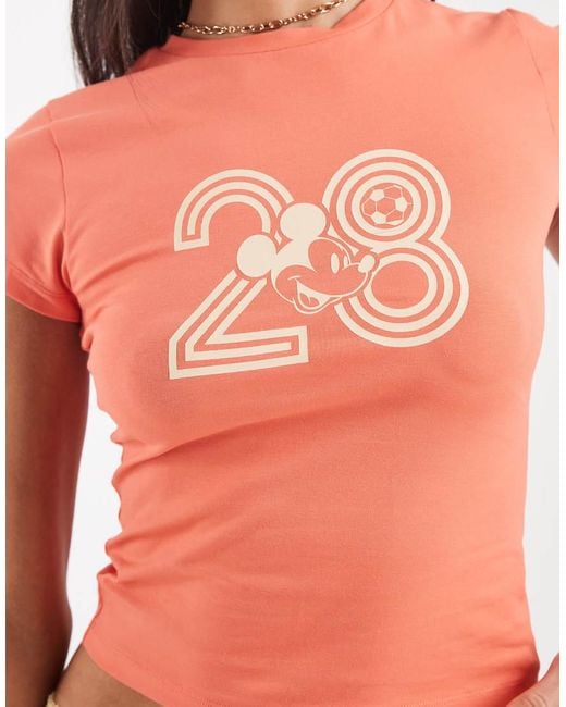 ASOS Red Disney Baby Tee With Mickey Football Print