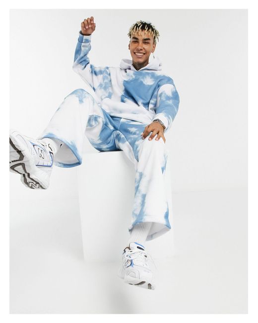 Jaded London Blue joggers With Cloud Print for men
