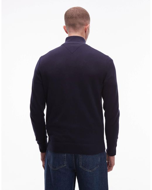 Tommy Hilfiger – basic-pullover aus baumwolle in Blue für Herren