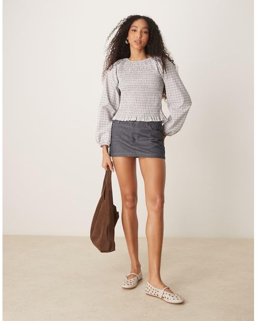 Top Marrón A Cuadros Fruncido De ASOS de color Gray