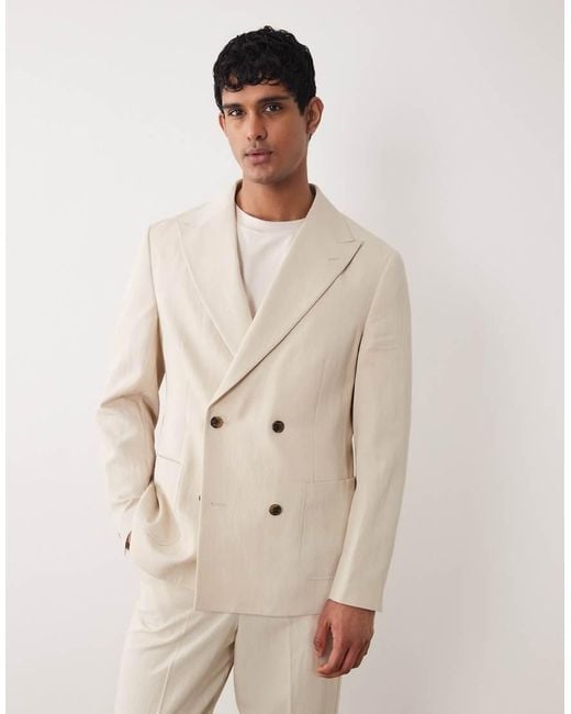 ASOS Natural Double Breasted Regular Suit Blazer for men