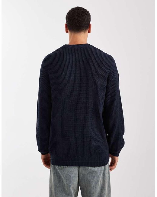 Jack & Jones Blue Oversize Chunky Knit Jumper for men