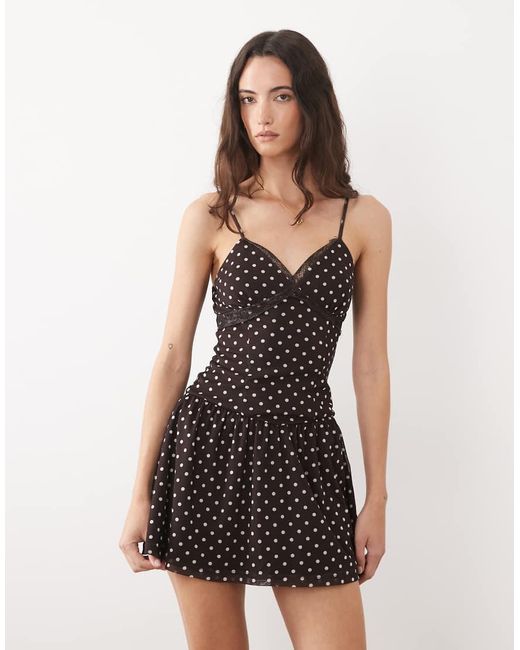 ASOS Natural Cami Mini Dress With Lace Detail