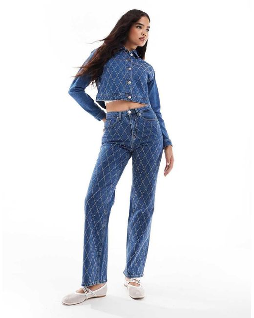 Vero Moda Blue Tessa Rhinestone Jeans Co-Ord