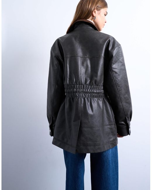 TOPSHOP Gray – pu-jacke