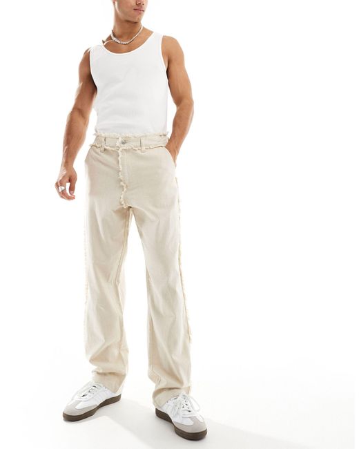 ASOS White Co-ord Relaxed Linen Trouser for men