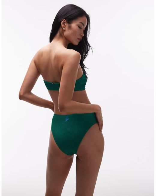 Tommy Hilfiger Green Resort Crinkle High Waisted Cheeky Bikini Bottom