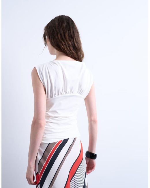 TOPSHOP Top Met Zonder Mouwen En Rimpeleffect in het White